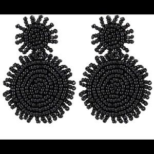 Black Bohemian Beaded Earrings